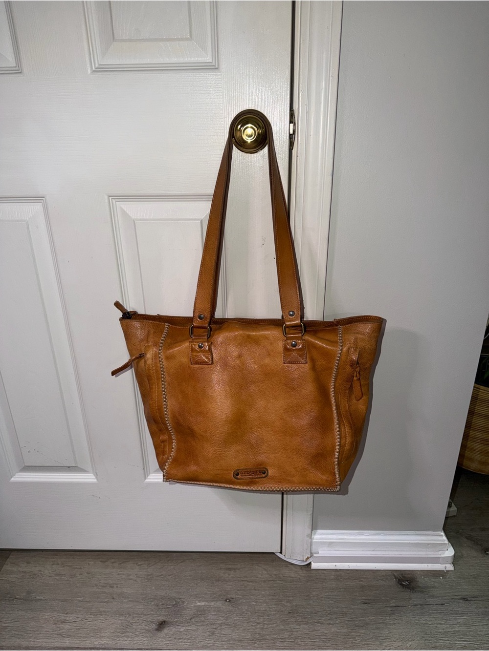 Bed Stu Cognac Leather Tote Shoulder Bag